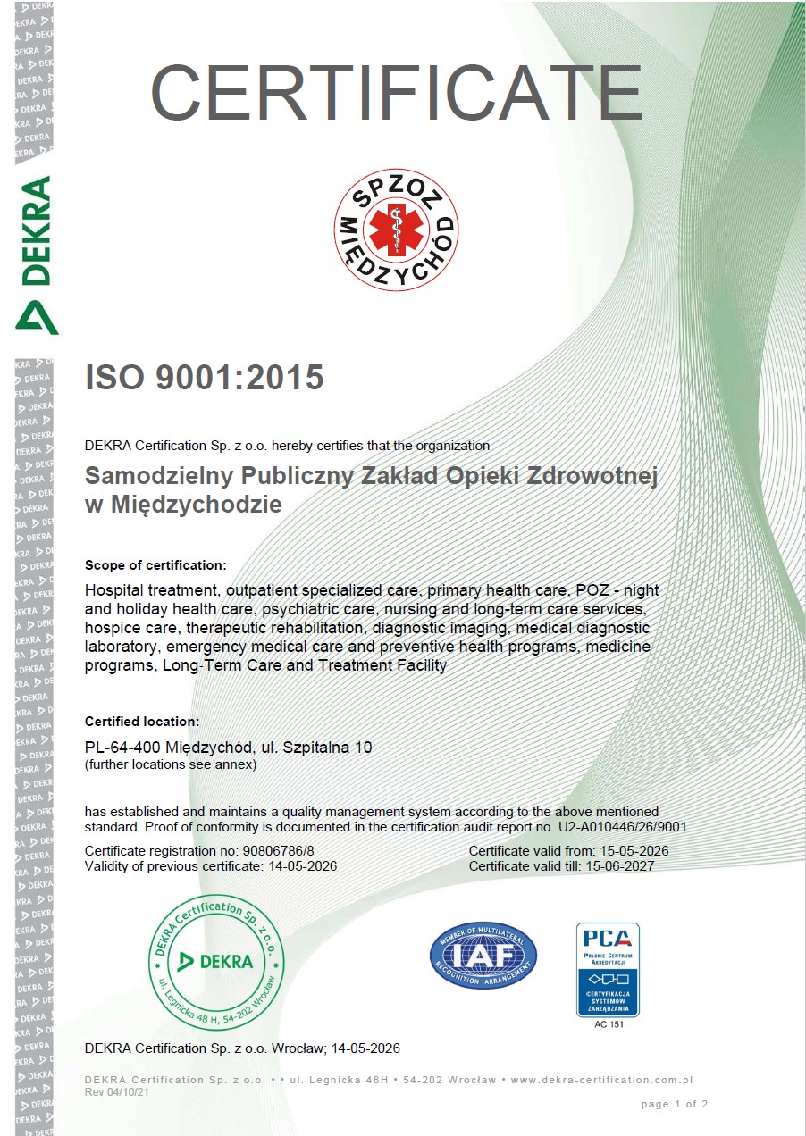 Certyficate ISO 9001:2015